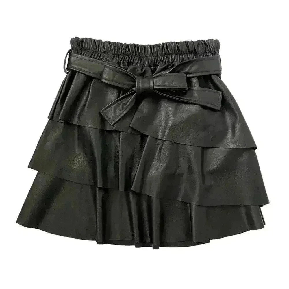 Black Mini Skirt with Bow Detail